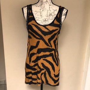 Candalite Tank Top Black & Gold Animal Print.   Size Large